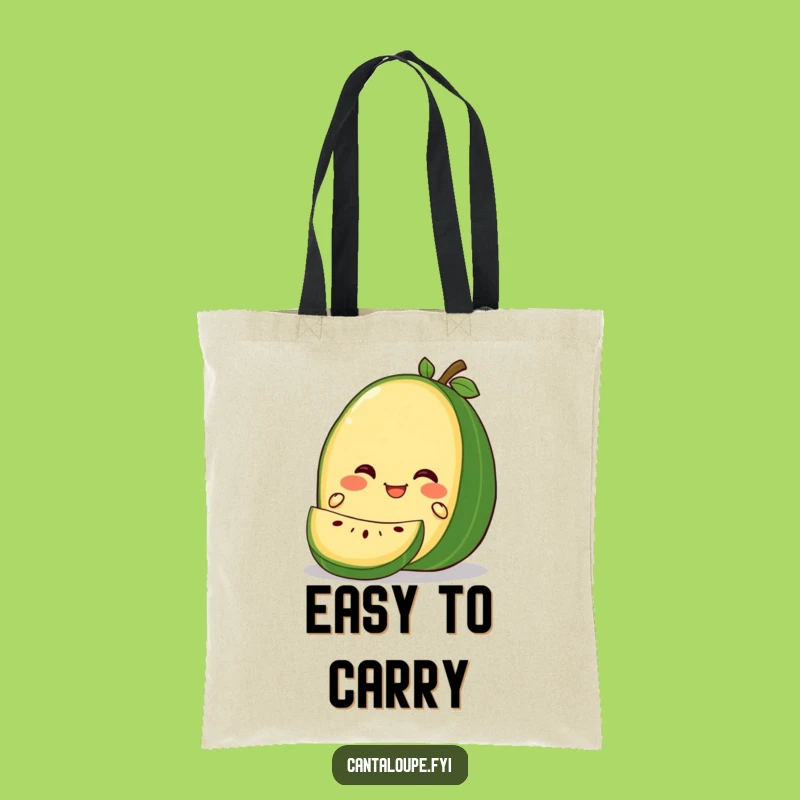 Funny Gleeful Cantaloupe Slice Tote Bag: Happy Melon Character, Carry Humor