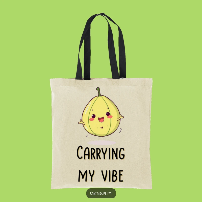Funny Cantaloupe Spin Tote Bag: Cheerful Melon Slice Character Carrying Fun, Perfect Gift
