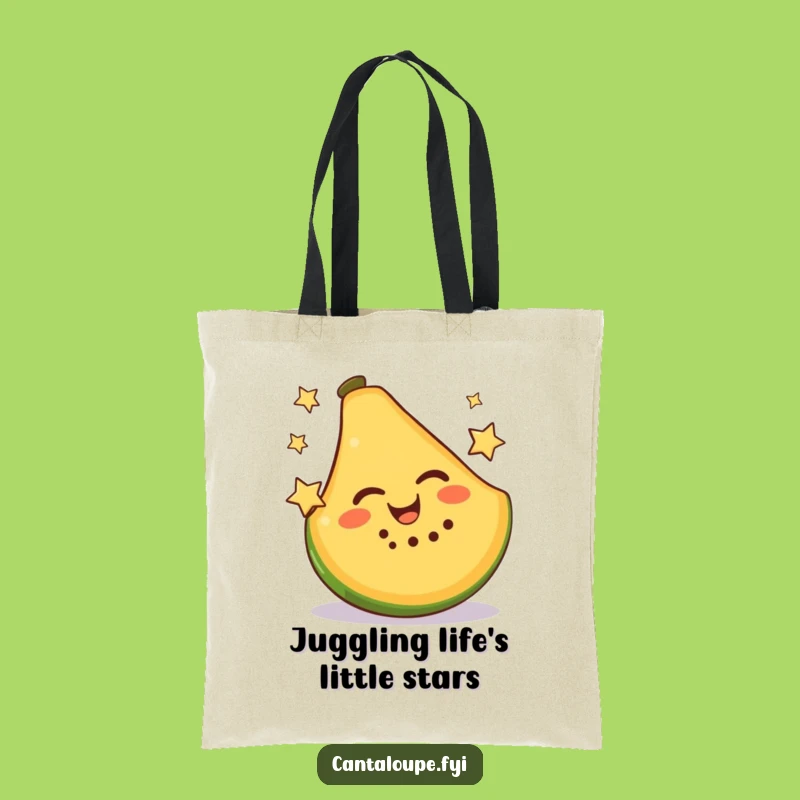Funny Cantaloupe Tote Bag: Carry Your Laughs with a Star-Juggling Slice, Ideal Funny Gift!