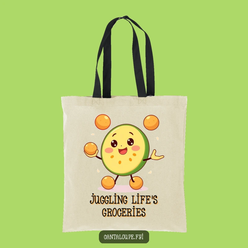 Funny Cantaloupe Juggling Tote Bag: Carry Your Essentials with This Hilarious Fruit Friend