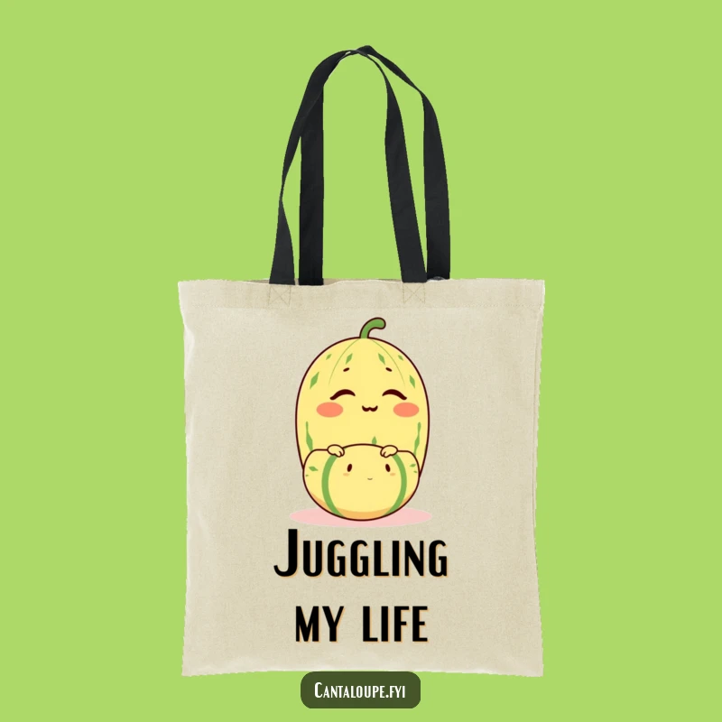 Funny Winking Cantaloupe Tote Bag - Balancing Act Fruit Carry-All